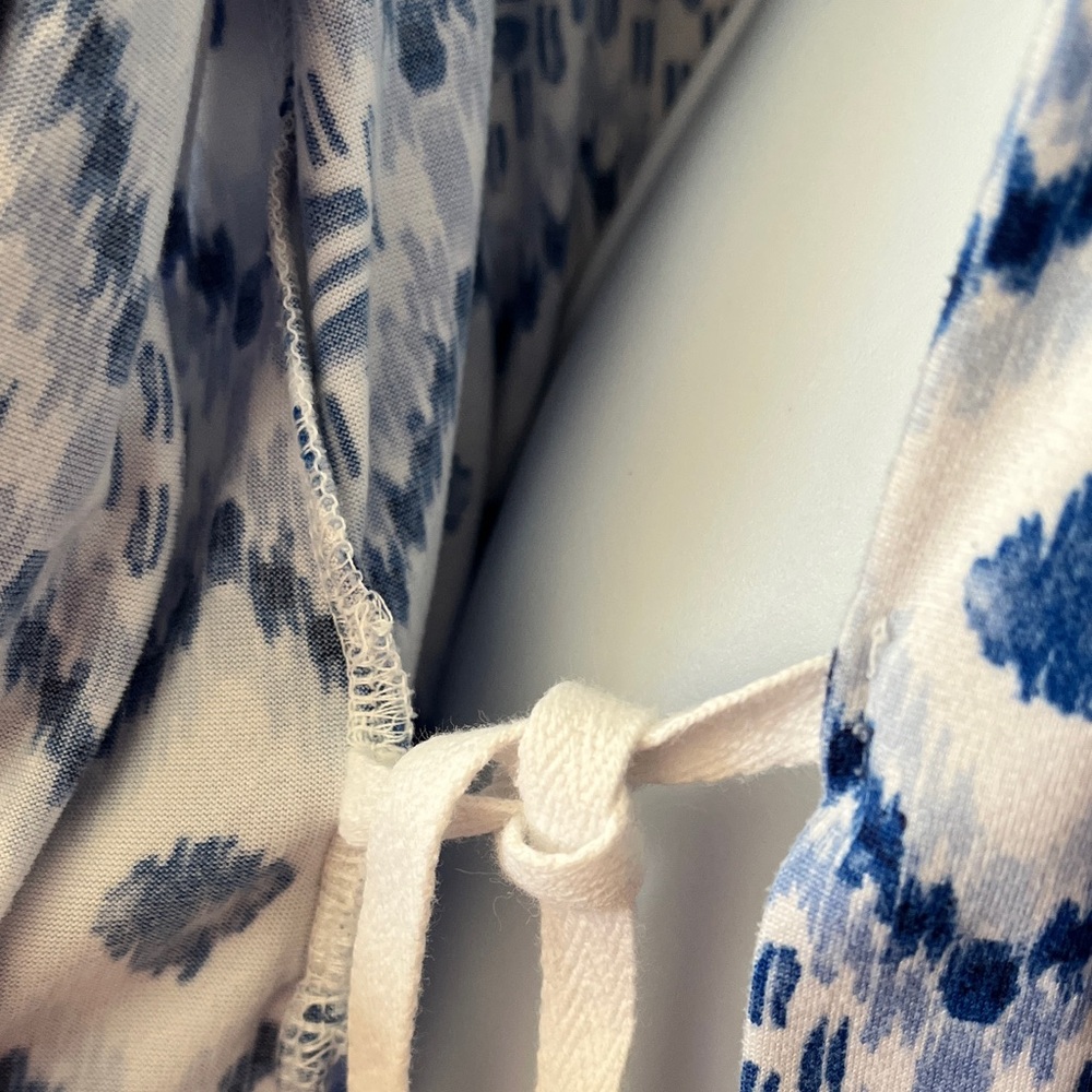 Muk Luks Robe Wrap Belted Swim Cover Women's XL Blue White Geometric Print Soft - Picture 9 of 15